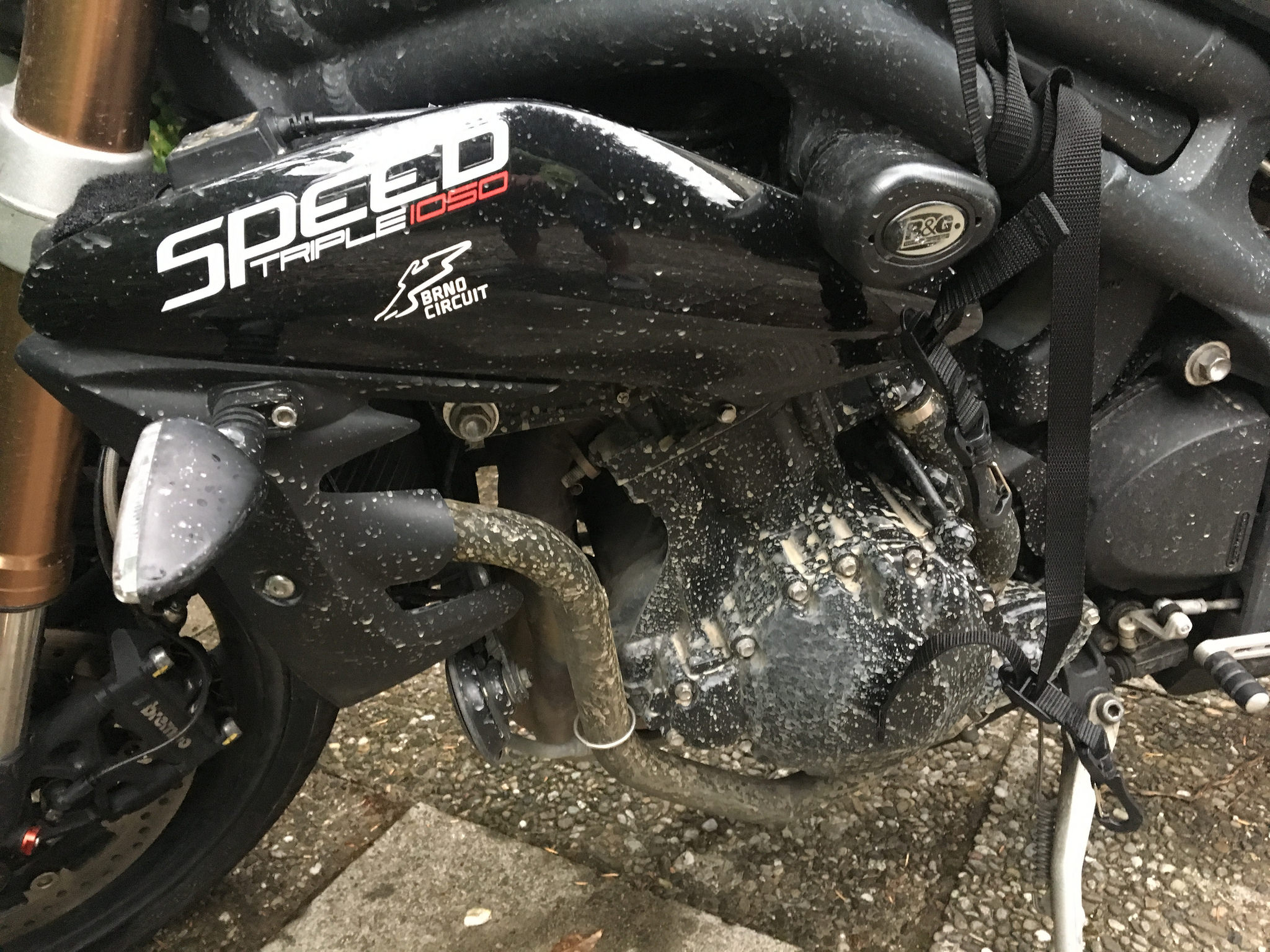 triumph speed triple dirty after water driving